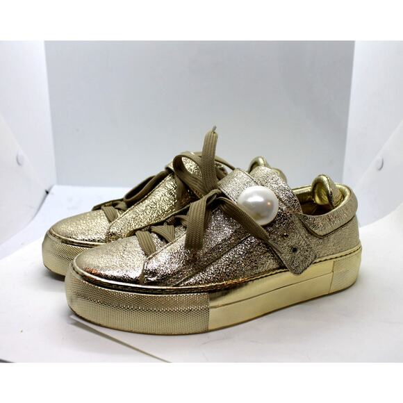 Nicholas Kirkwood Gold Pearlogy Platform Sneakers sz 6 M / 36 EU - Picture 1 of 6